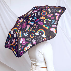 2022 Metro Safe Space Alliance Blunt Umbrella Model lifestyle View 3